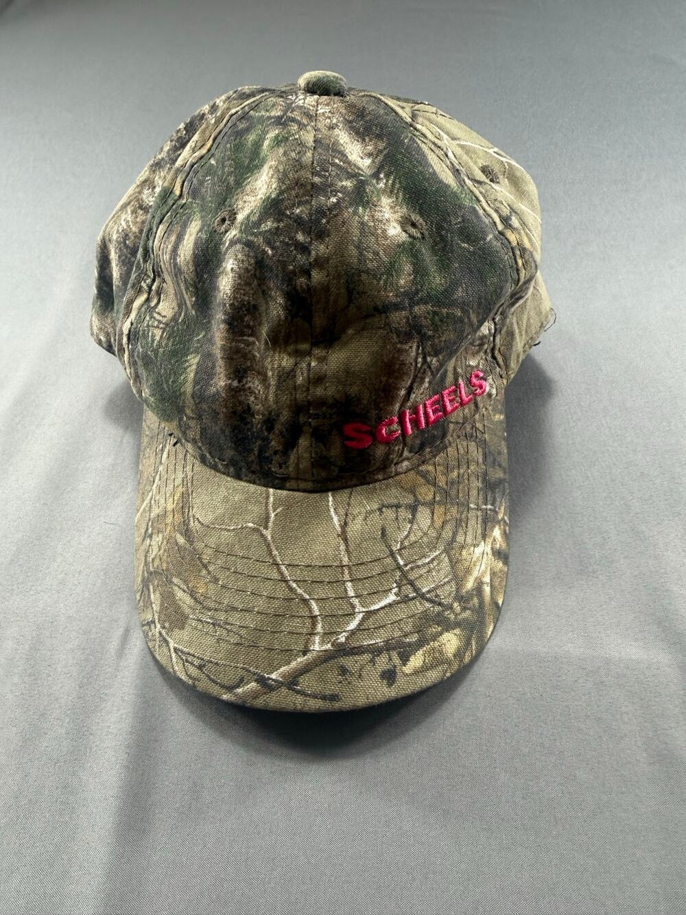 SCHEELS Ladies Fit Realtree Camo Adjustable Baseball Hat Pink Logo Outdoor Cap